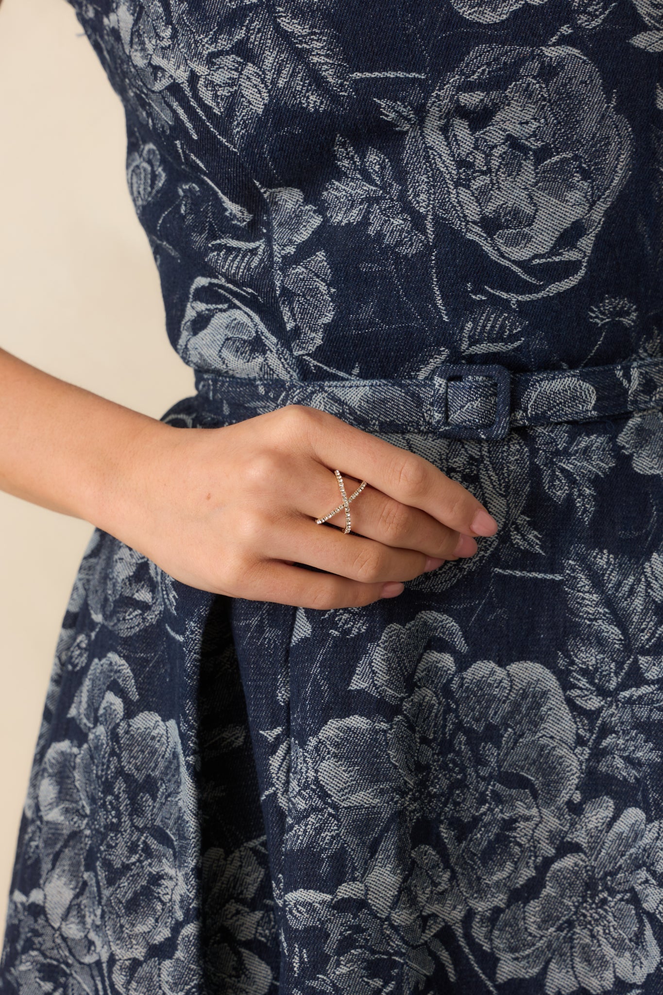 That Checks Out Gold Rhinestone Crisscross Band Ring