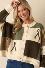 I'll Be Right Here Ivory Multi Floral Embroidered Button Front Cardigan
