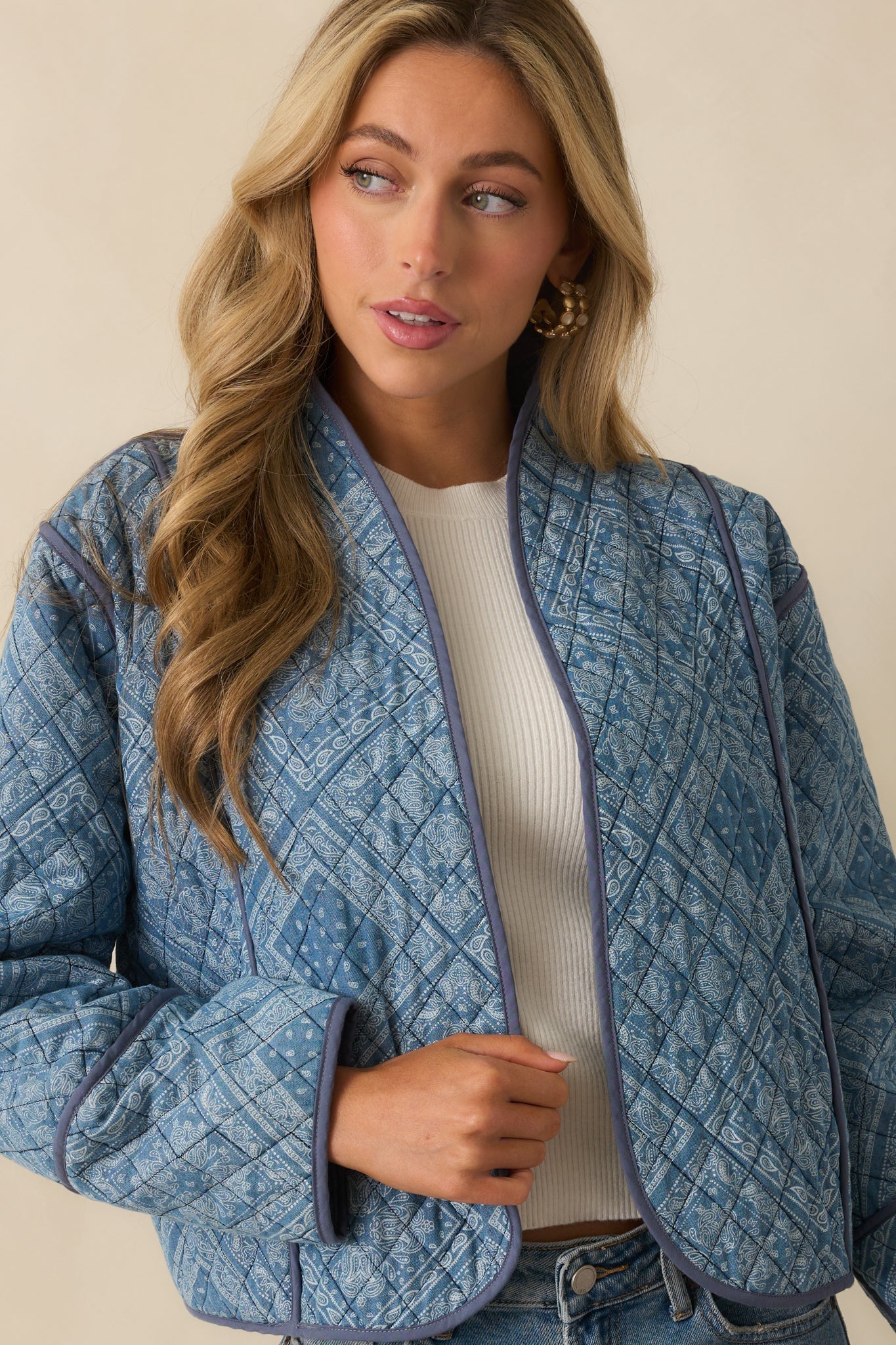 All You Do Light Blue Quilted Jacket