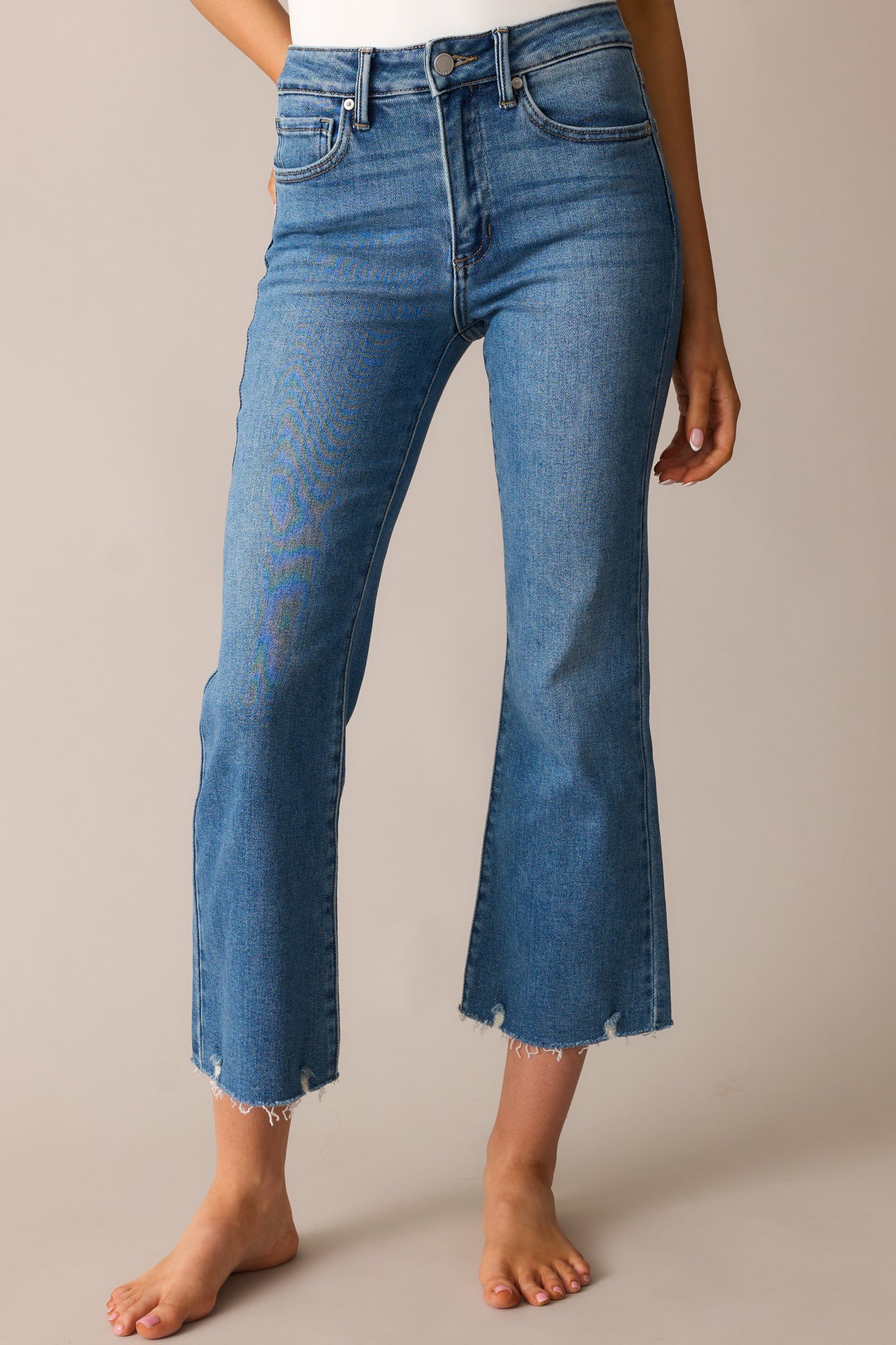 Terrific Timing Medium Wash Cropped Flare Jeans