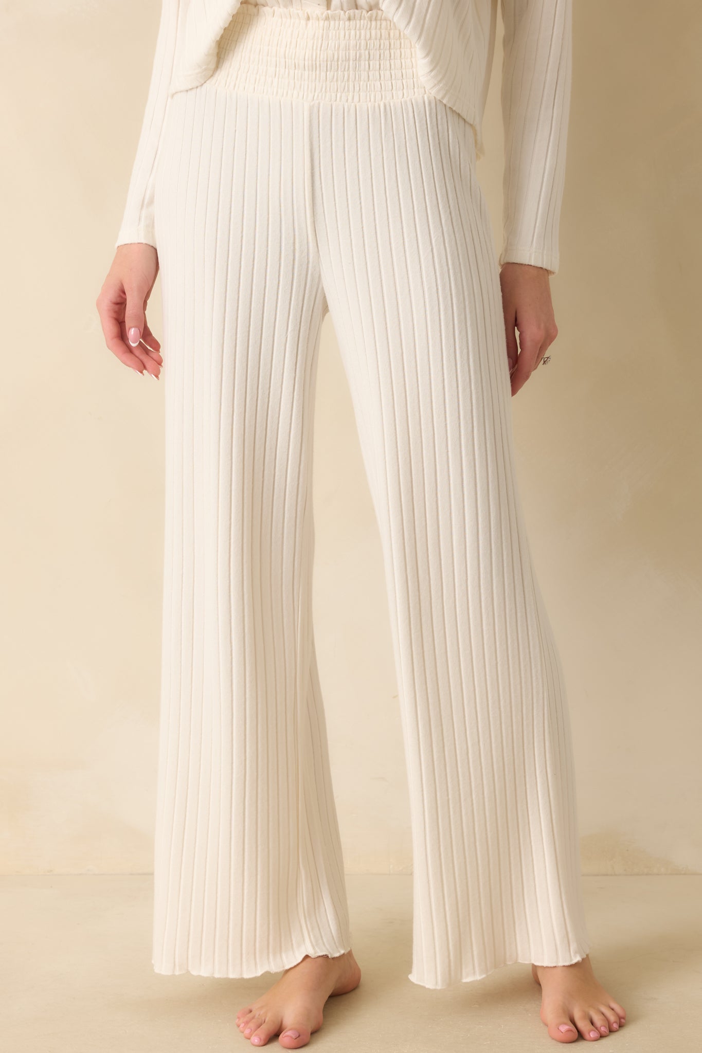 Z Supply Ivory Dawn Smocked Rib Pants