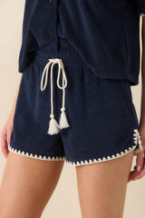 Z Supply Navy Cotton Blend Coastline Loop Terry Shorts