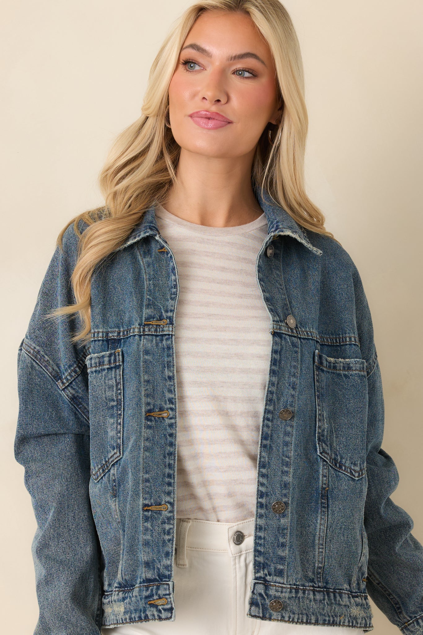 Anywhere You Go Medium Wash Cotton Denim Jacket