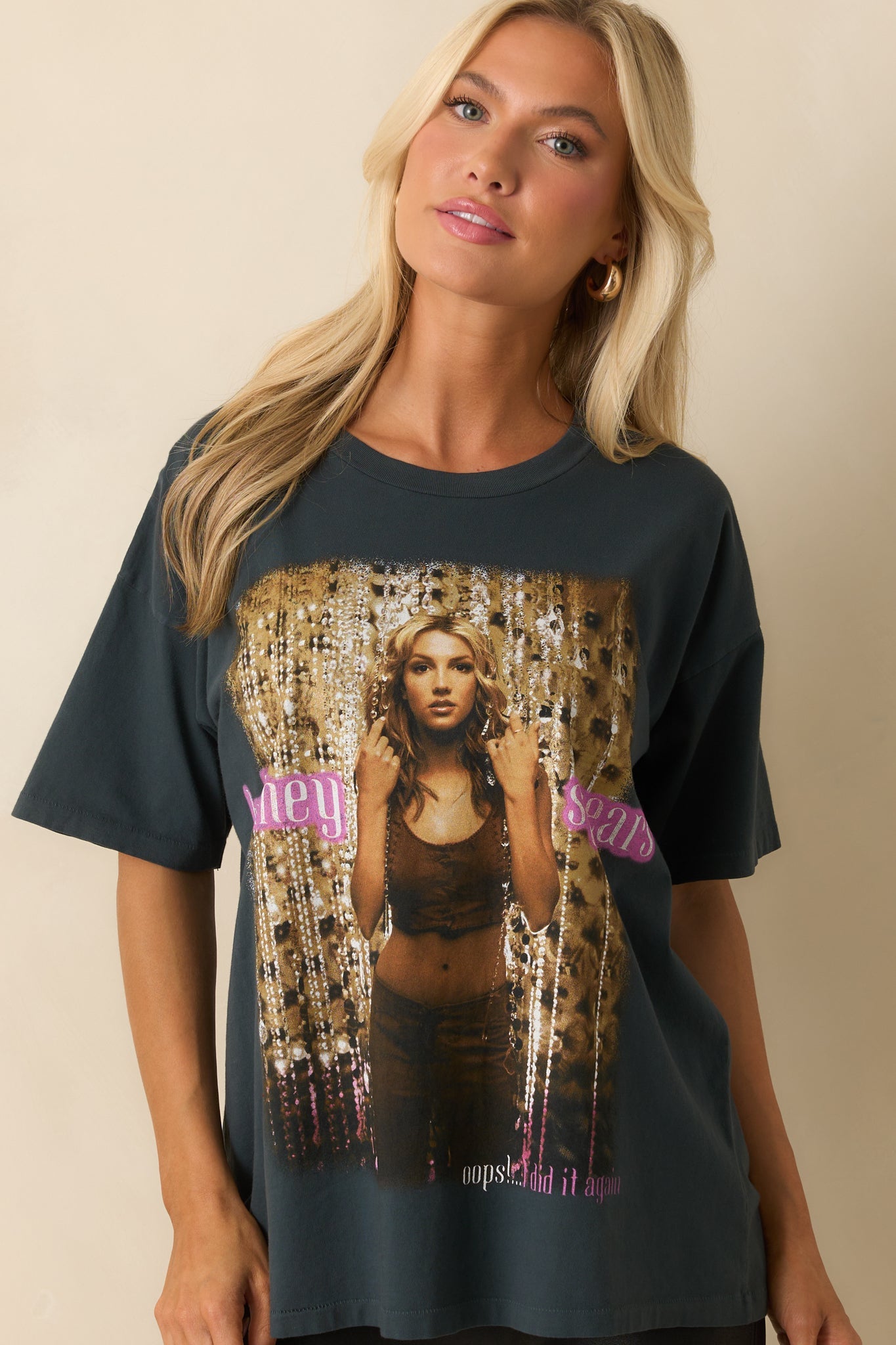 Britney Spears Black Cotton Oops I Did It Again Merch Tee