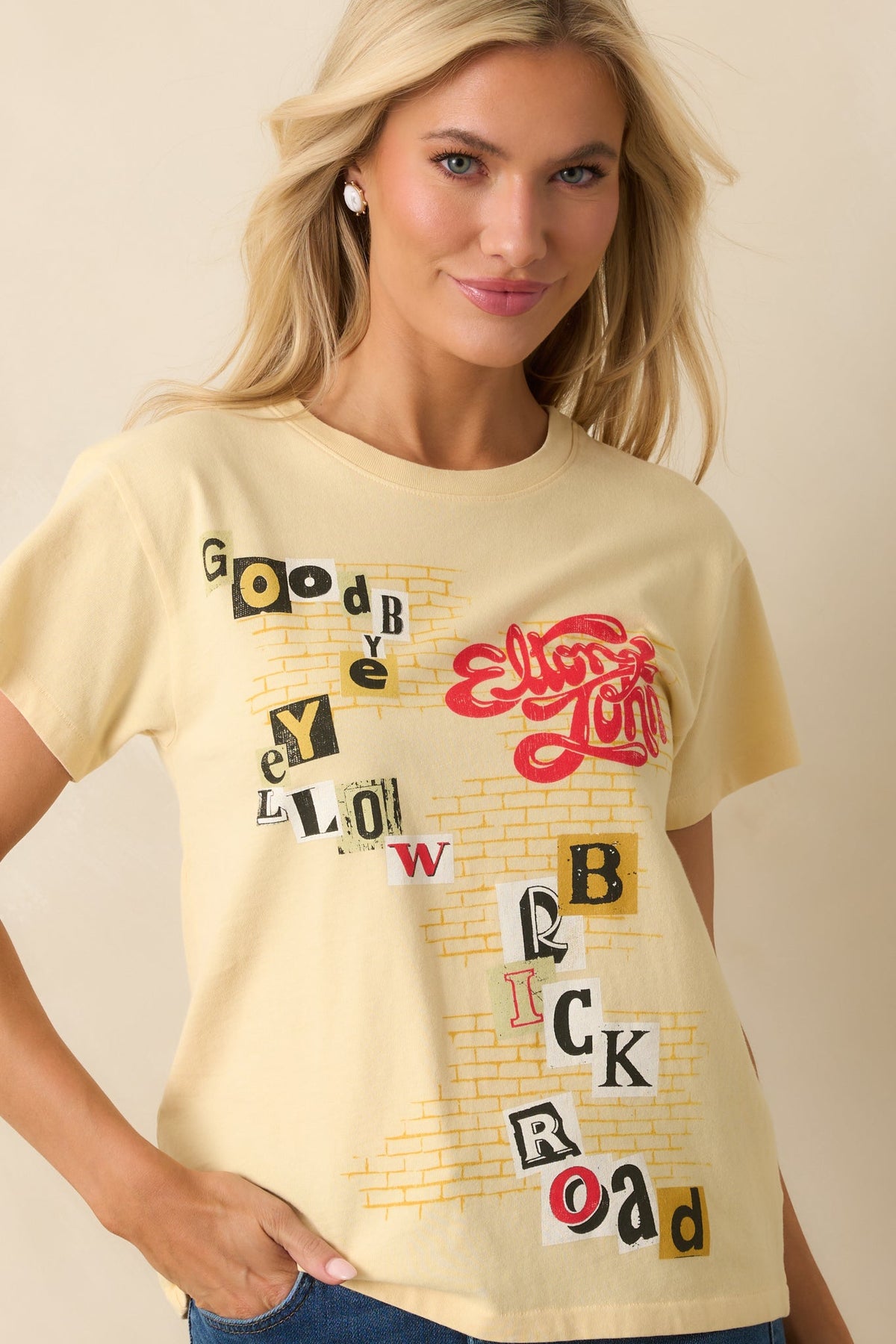 Elton John Yellow Cotton Goodbye Yellow Brick Road Tour Tee