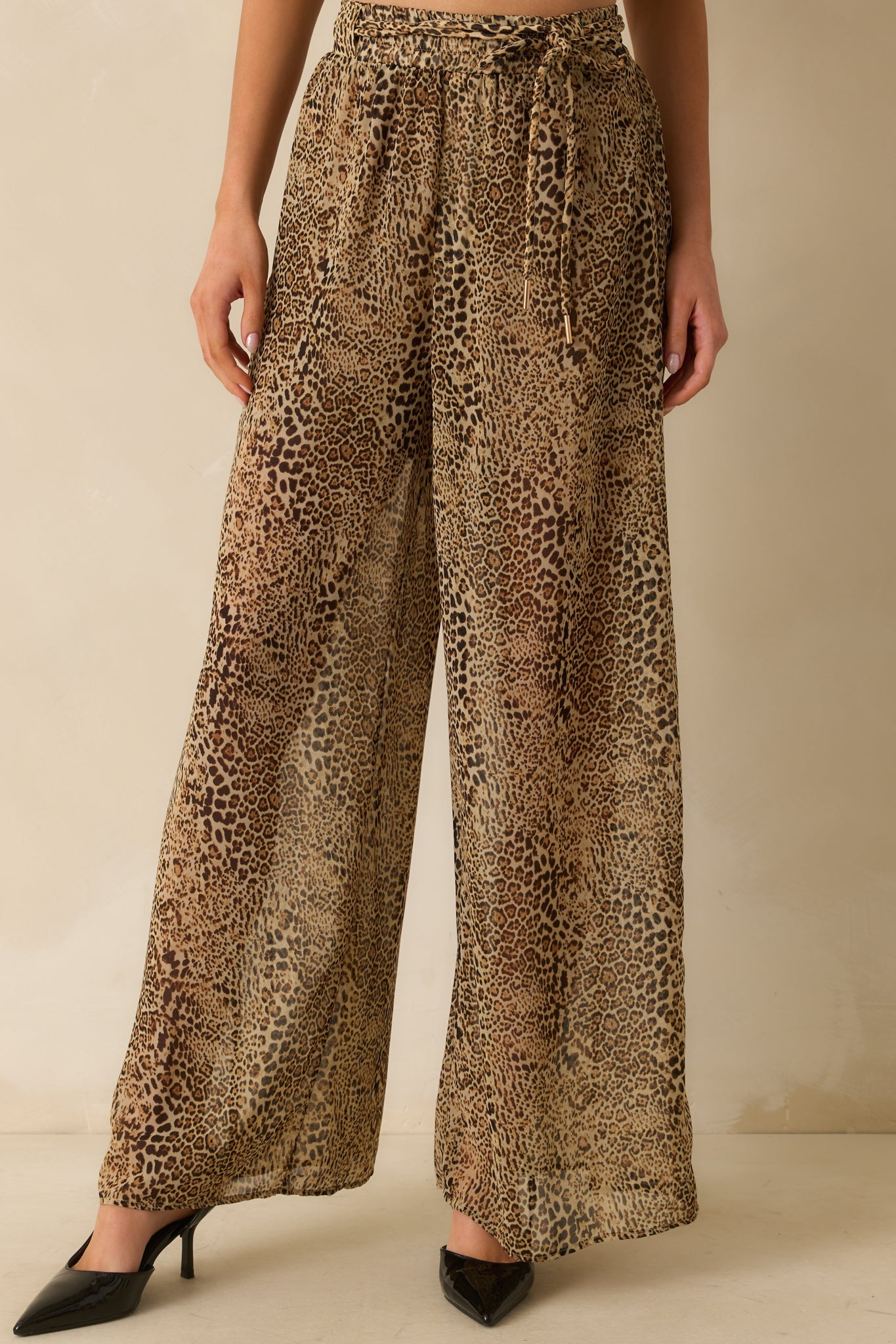 Take The Chance Brown Leopard Print High Waisted Wide Leg Pants
