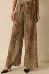 Take The Chance Brown Leopard Print High Waisted Wide Leg Pants