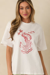 MINKPINK Soleil White Cotton Mermaid Print T-Shirt
