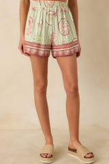 MINKPINK Soleil Green Stripe Linen Blend High Waist Shorts