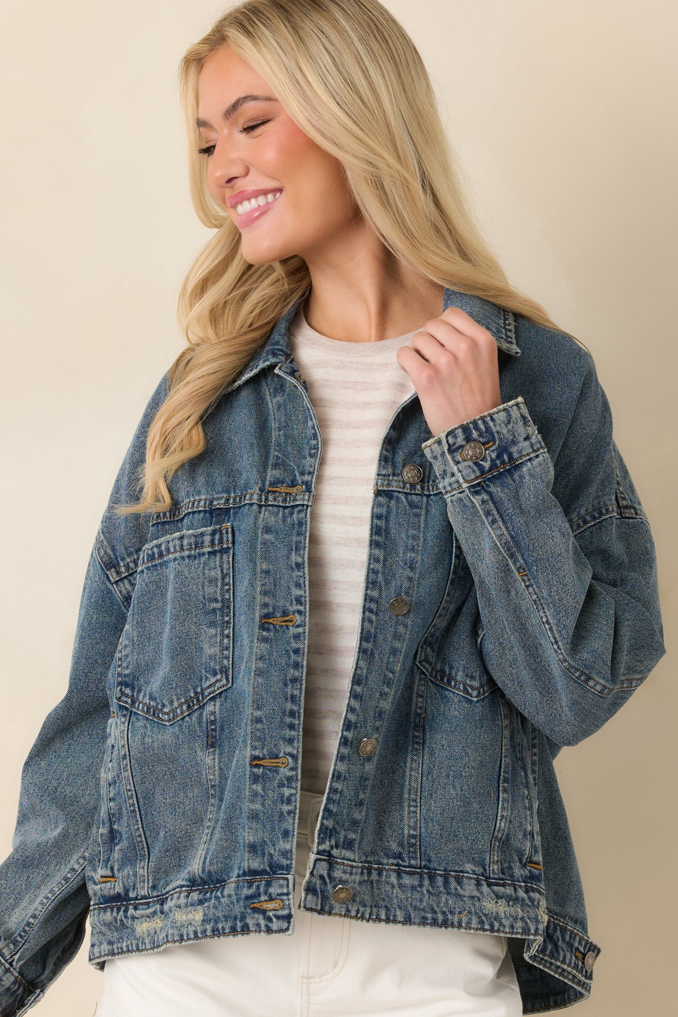 Anywhere You Go Medium Wash Cotton Denim Jacket
