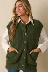 FRNCH Matcha Green Sleeveless Knit Cardigan