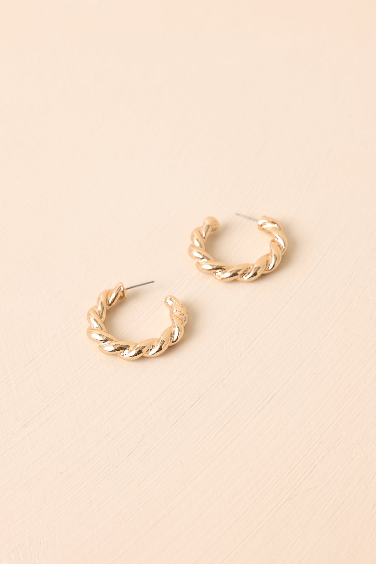 I Could See It Gold Twisted Open Hoop Earrings