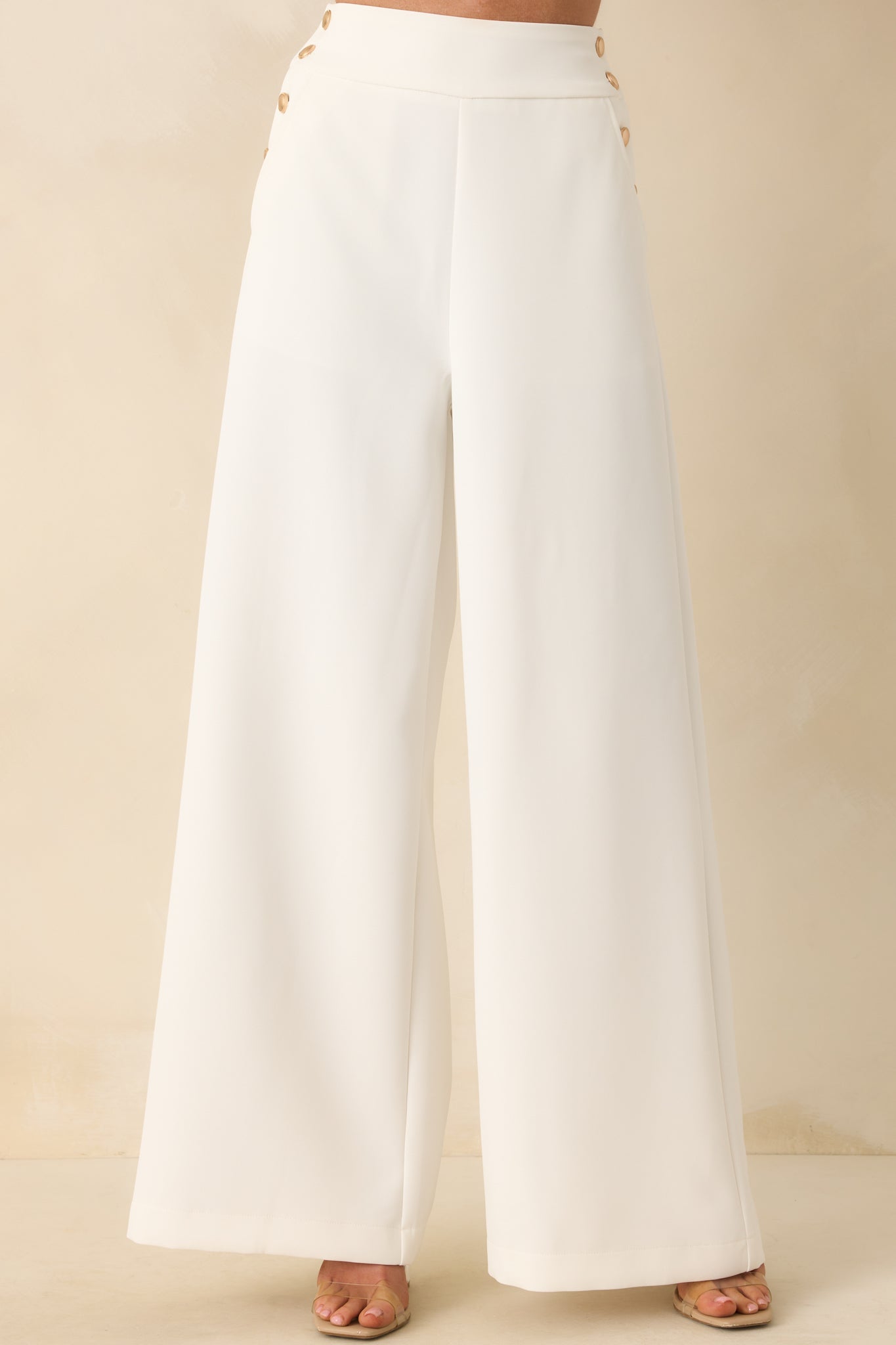 Flip The Script White Wide Leg High Waisted Pants