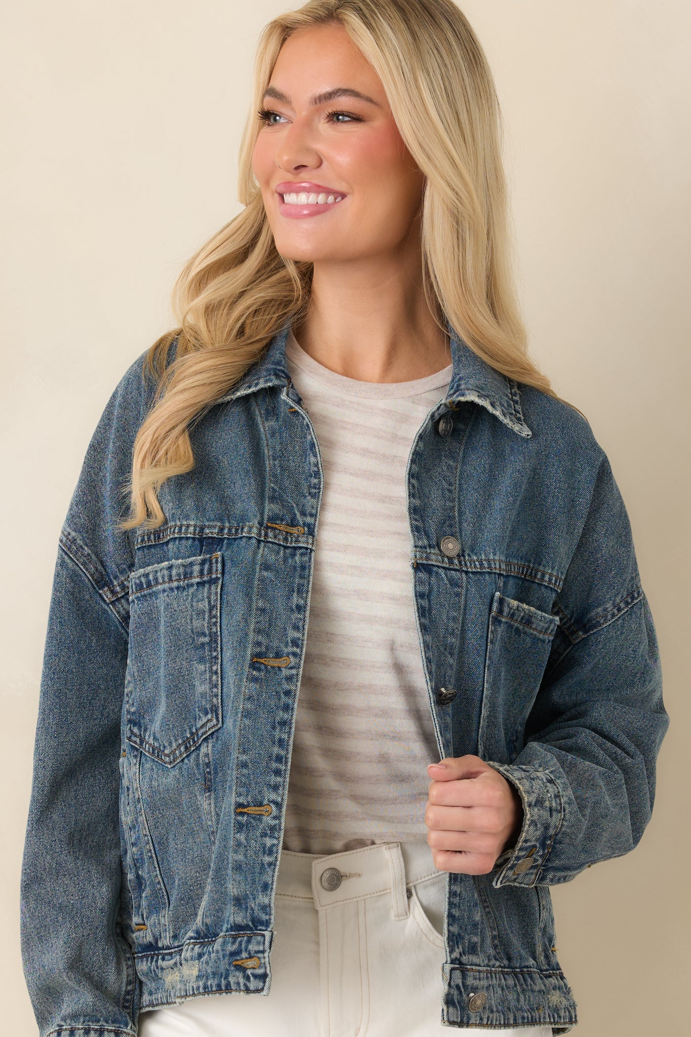 Anywhere You Go Medium Wash Cotton Denim Jacket