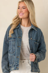 Anywhere You Go Medium Wash Cotton Denim Jacket