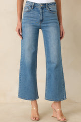 Into The Clouds Medium Wash Cropped Wide Leg Jeans