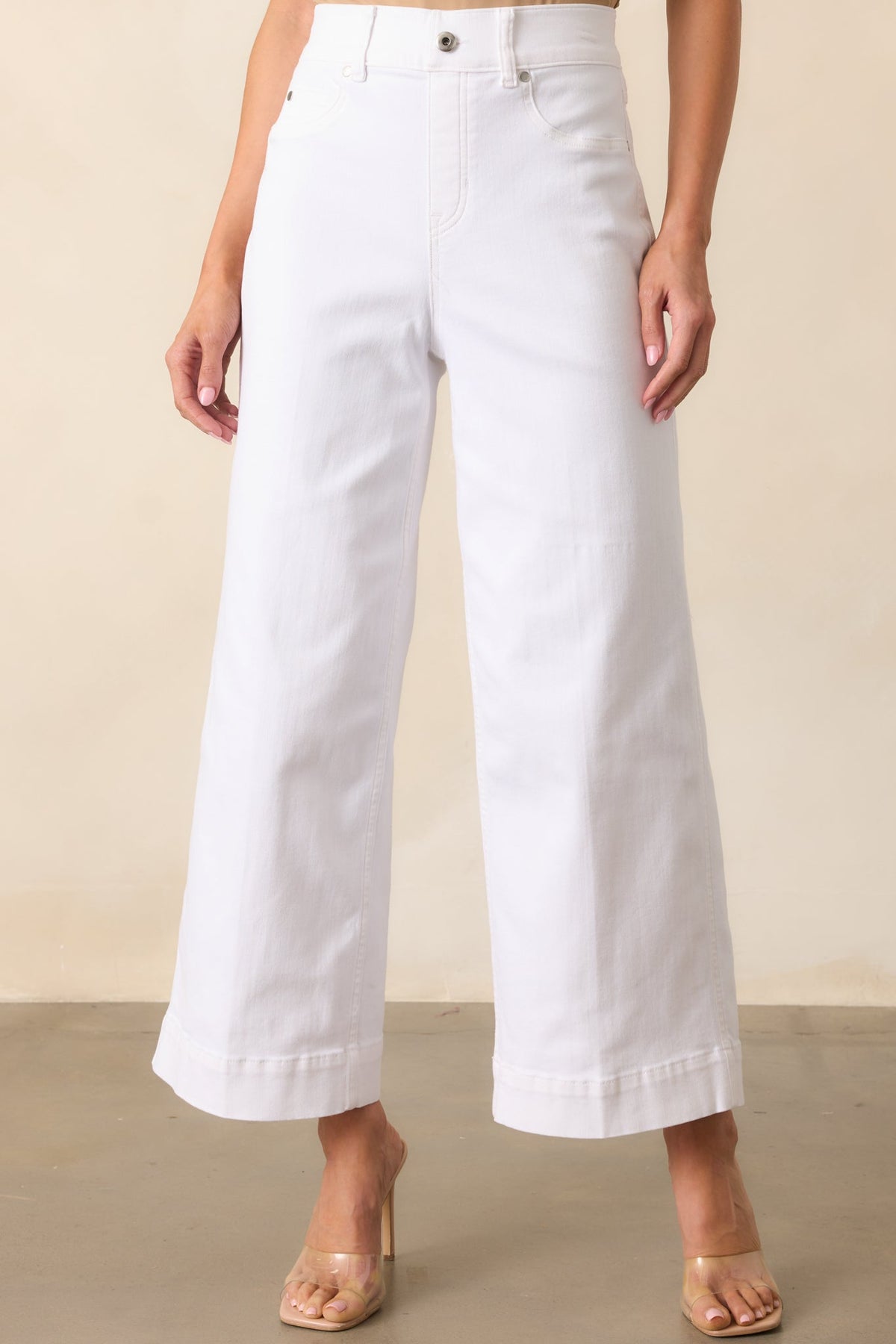 SPANX® White Pull-On Cropped Wide Leg Jeans