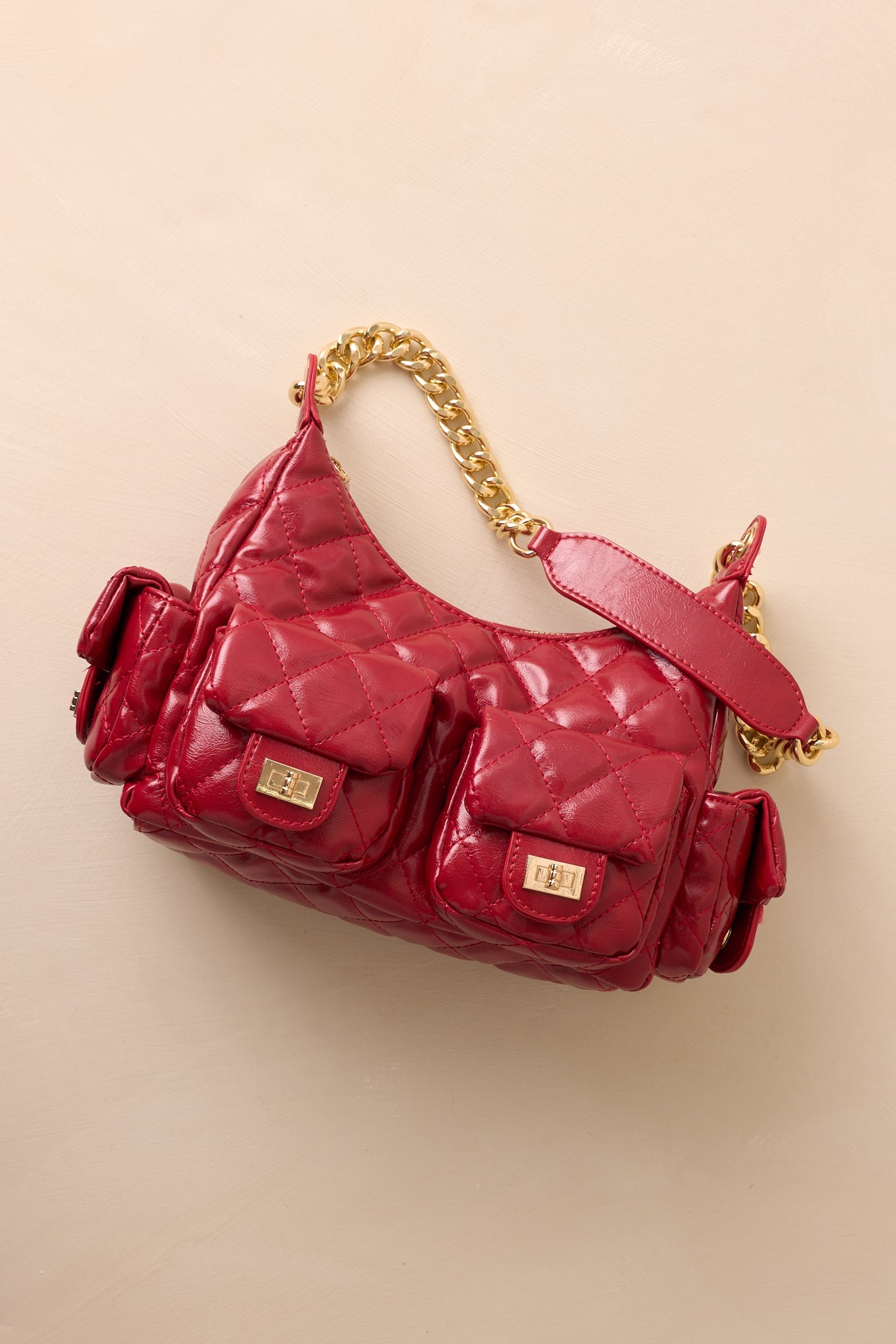 Little Something Extra Red Faux Leather Quilted Handbag