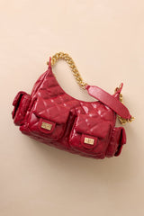 Little Something Extra Red Faux Leather Quilted Handbag