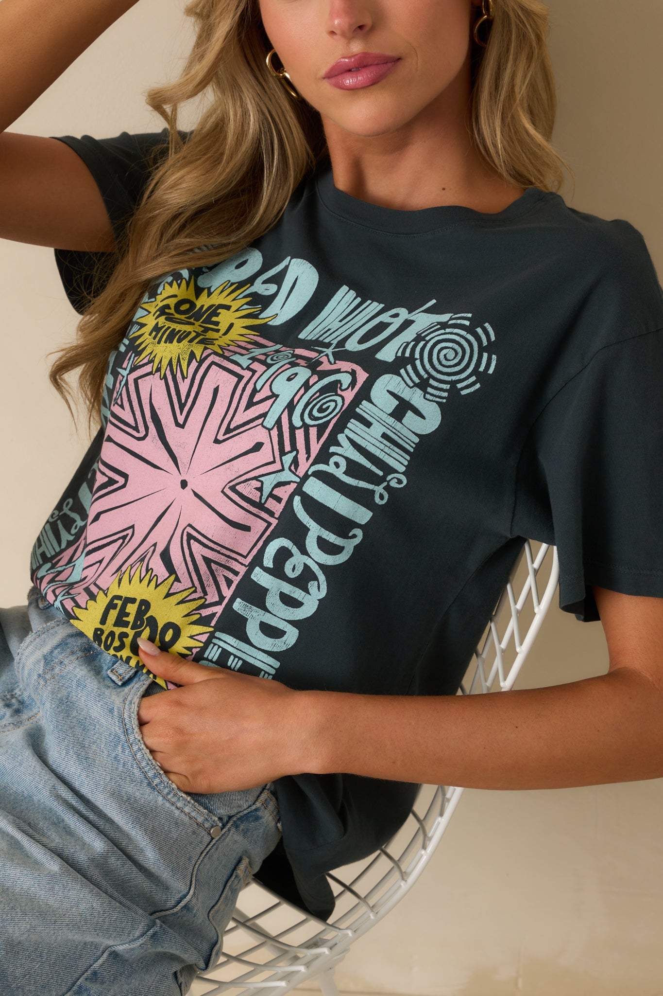Red Hot Chili Peppers Black Cotton One Minute Boyfriend Tee