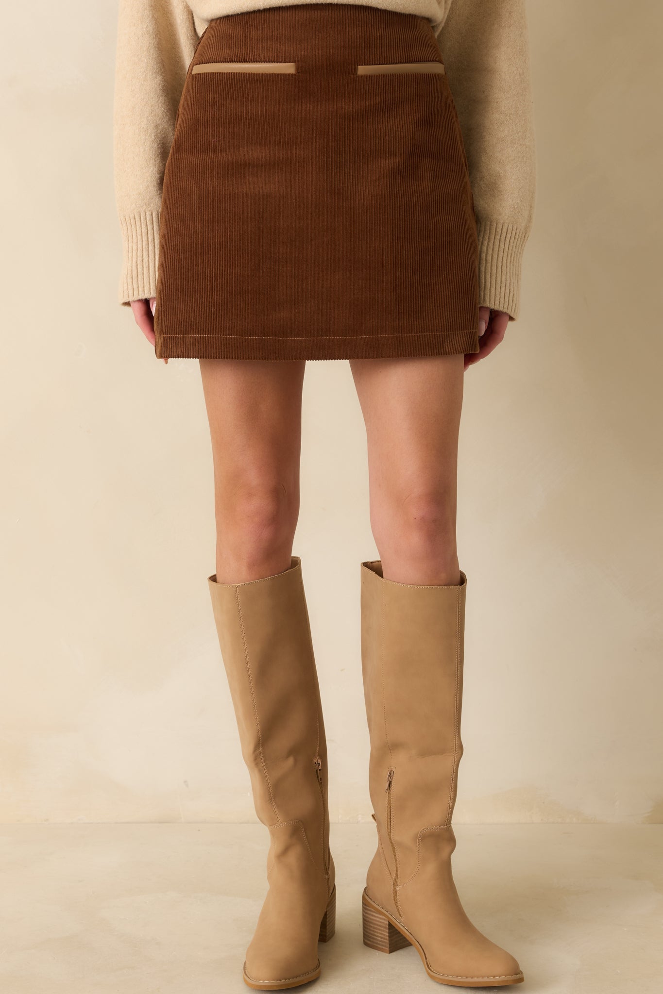 Time Will Tell Cinnamon Brown Cotton Corduroy Mini Skirt