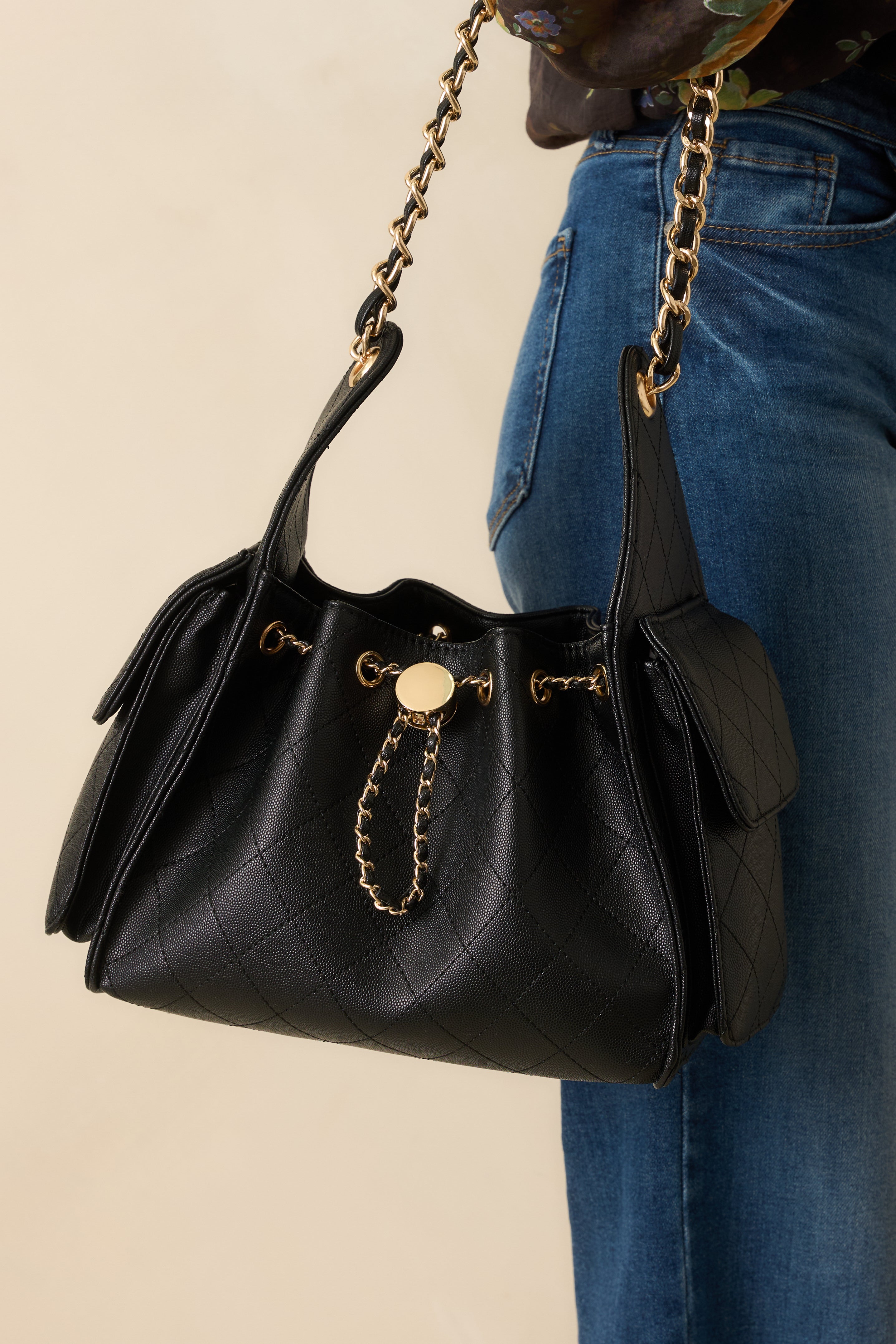 Promise Me Forever Black Quilted Faux Leather Purse