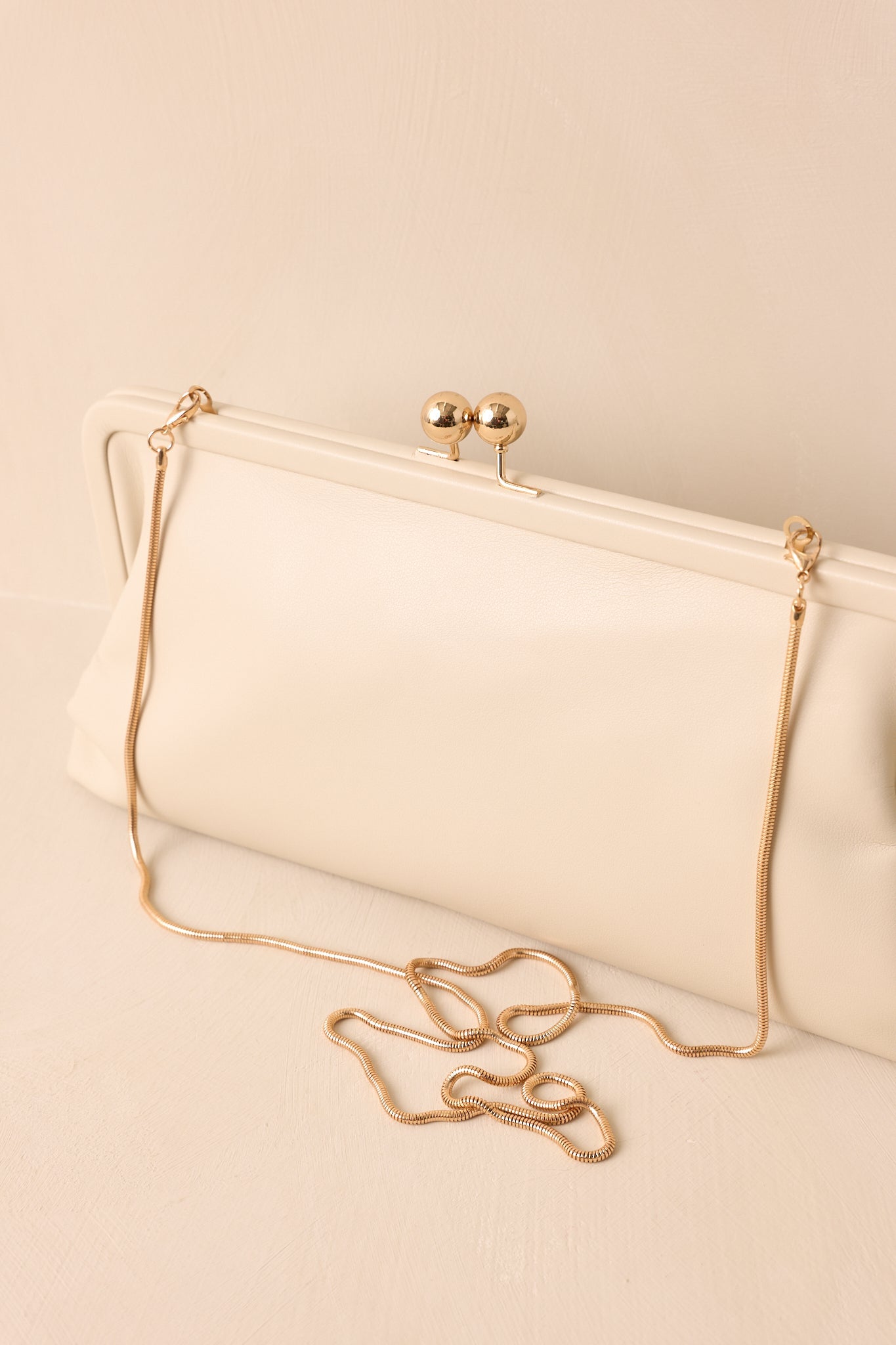 In Case You Missed It Ivory Faux Leather Clutch Handbag