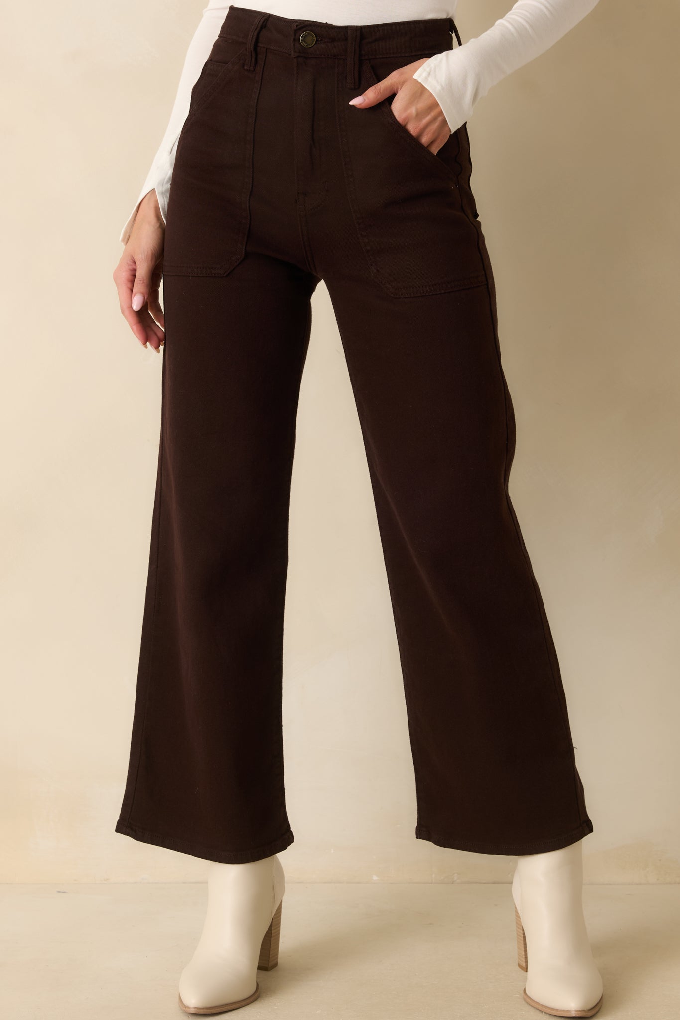 Something Amazing Dark Brown Wide Leg Jeans