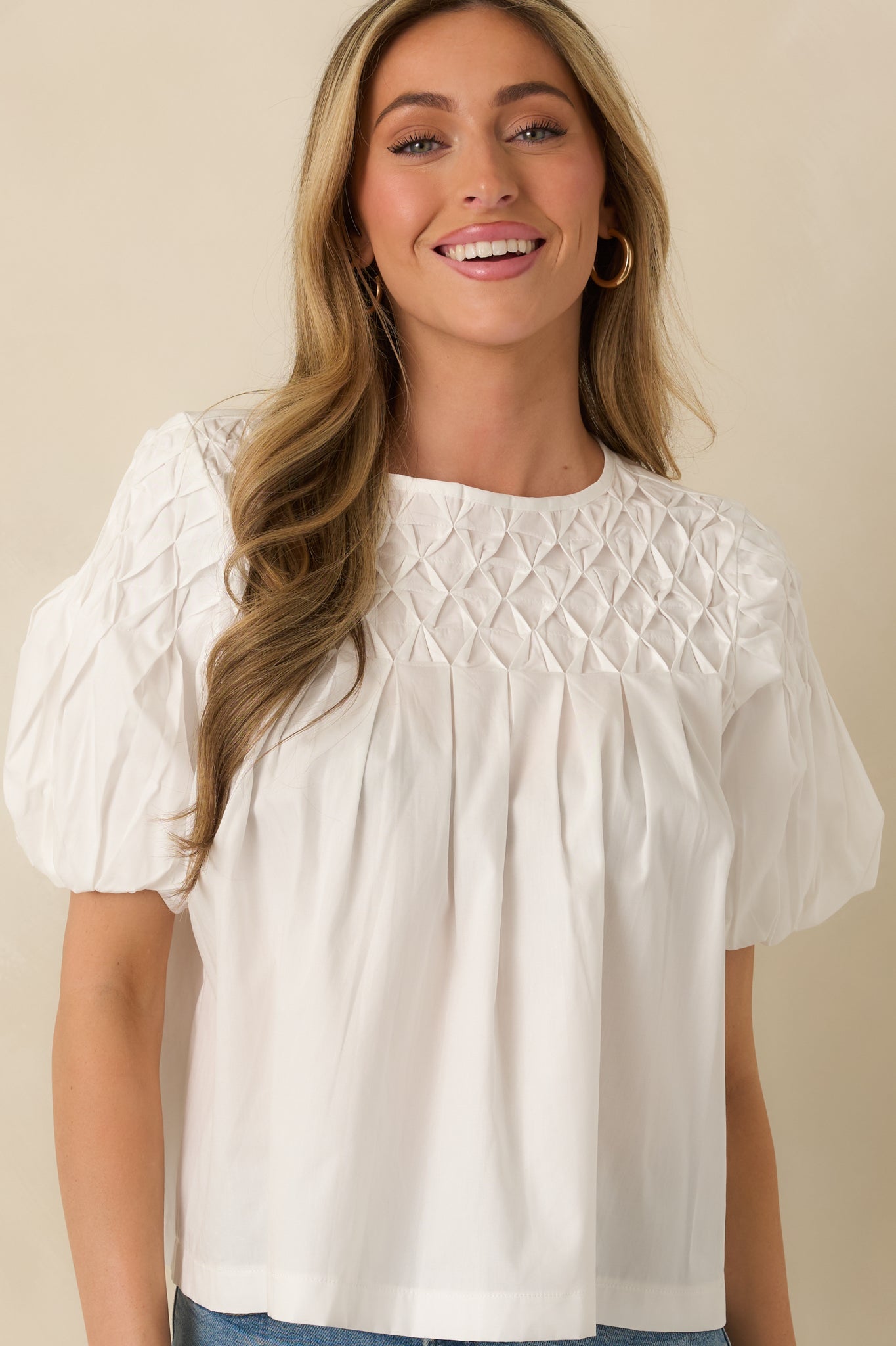 Basic Luxuries White Cotton Short Sleeve Top
