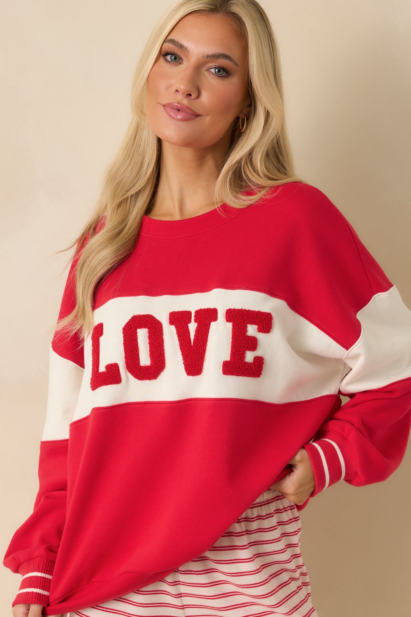 Z Supply Kiss Me Red Oversized Love Sweatshirt