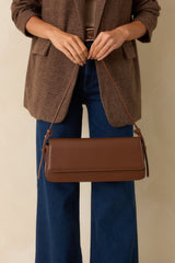 Don't Doubt Me Chocolate Brown Faux Leather Baguette Handbag