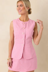 Simply Joyful Pink Gingham Sleeveless Romper