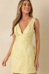 Daily Delight Yellow Floral Jacquard Mini Dress