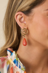Running On Good Energy Terracotta Pearlescent Drop Earrings