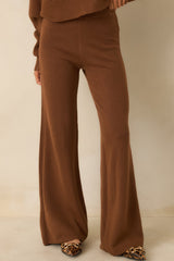 Polished Path Brown Knit Wide Leg Pants