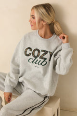Cozy Club Heather Grey Crewneck Sweatshirt