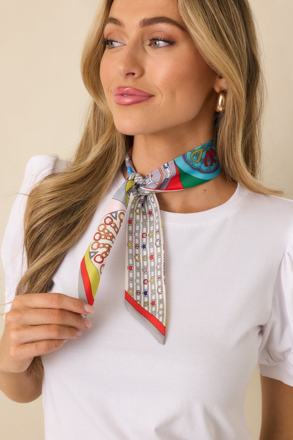 Chain Reaction Multicolor Abstract Chain Print Scarf Tie