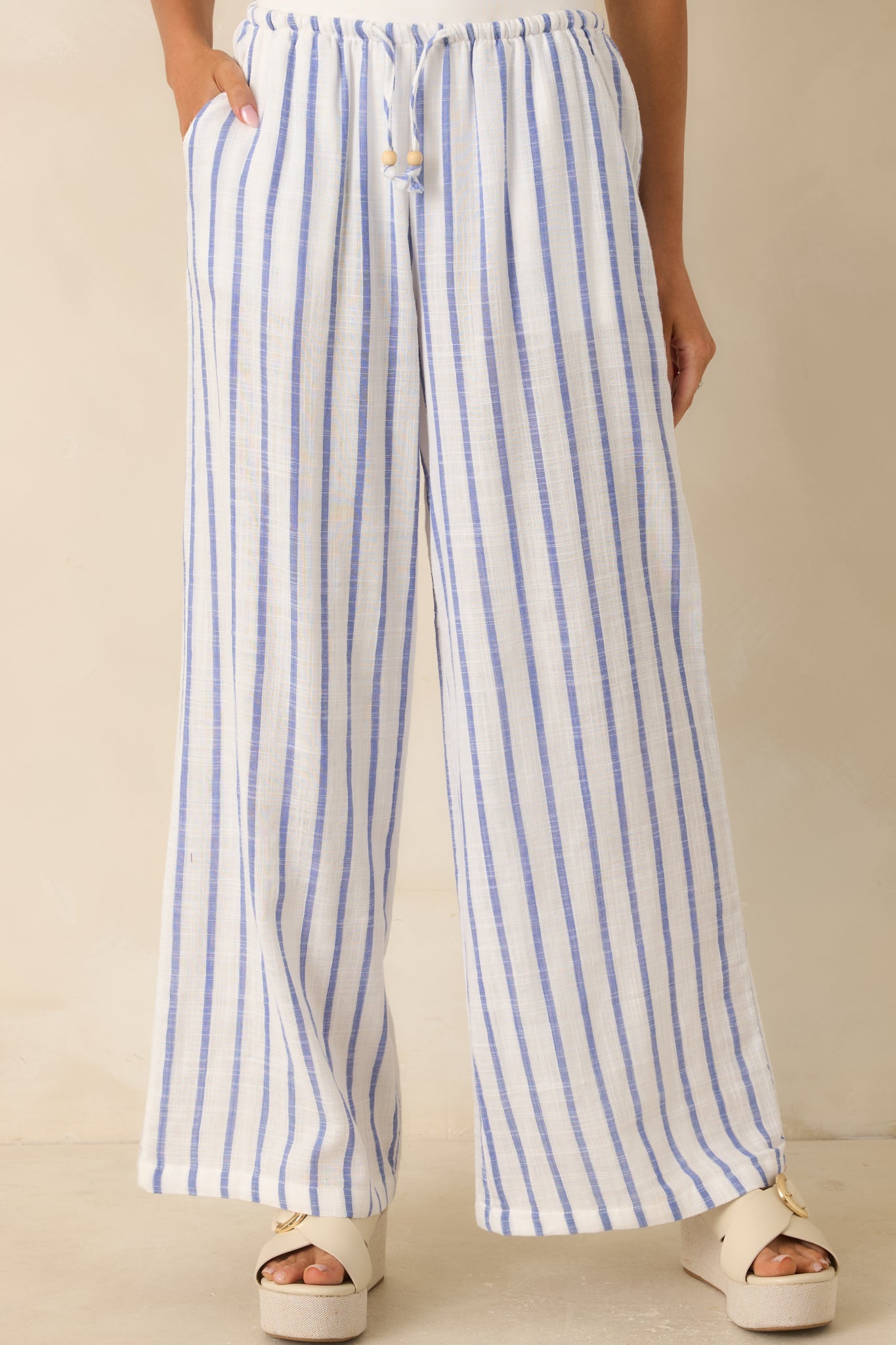 Salt Air & Sunshine Blue Stripe Gauzy Cotton Wide Leg Pants