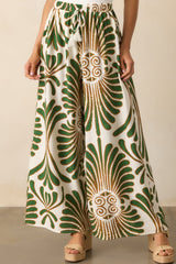 Endless Days Green Abstract Print Wide Leg Drawstring Pants