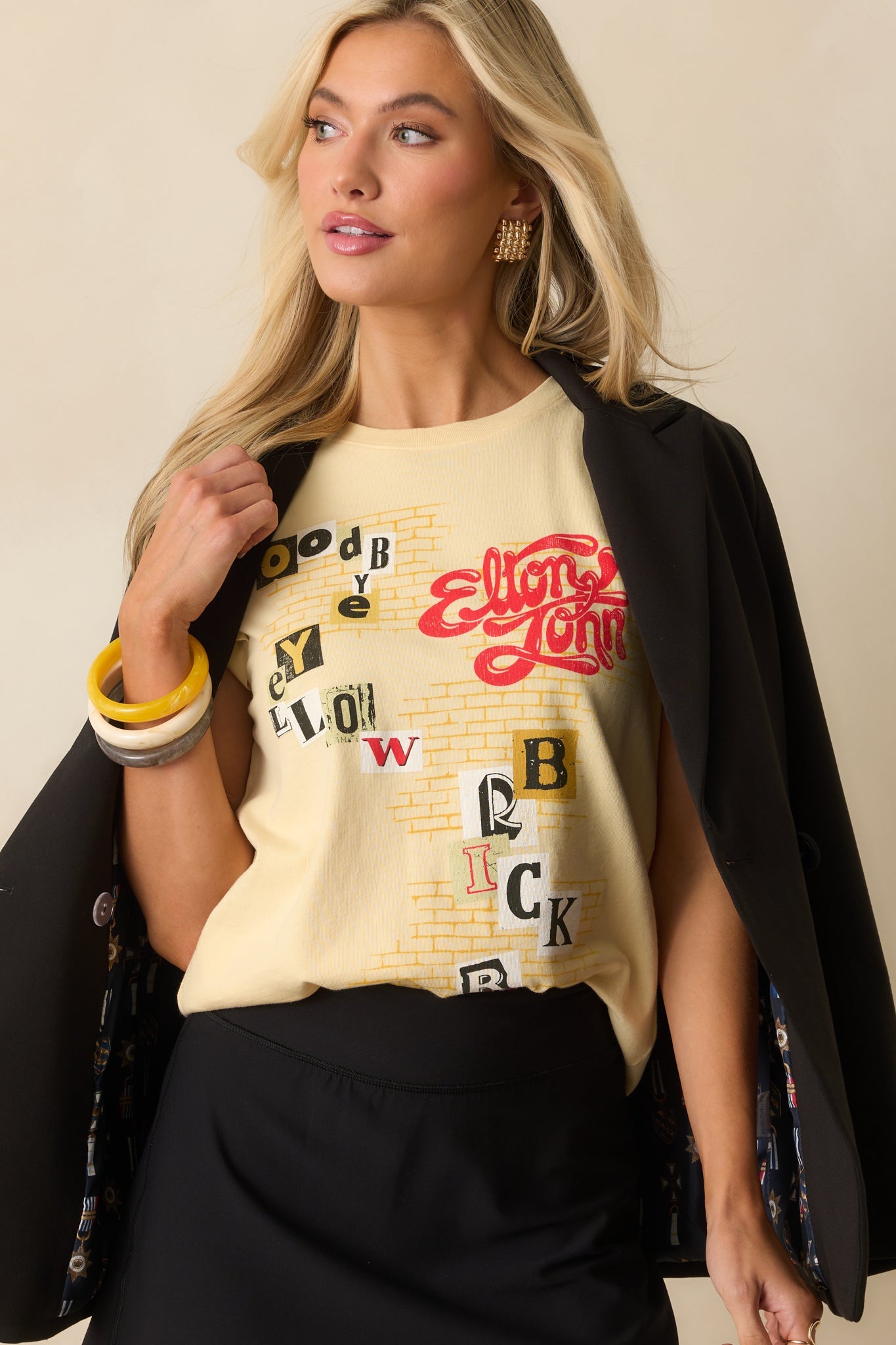 Elton John Yellow Cotton Goodbye Yellow Brick Road Tour Tee