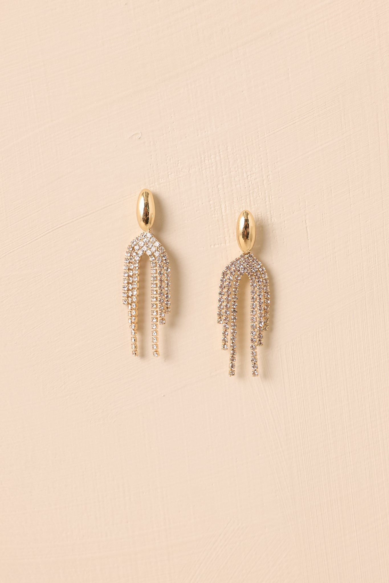 Can't Go Wrong Gold Rhinestone Tapered Drop Earrings