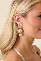 Shell We Dance Gold & Pearl Accent Drop Earrings