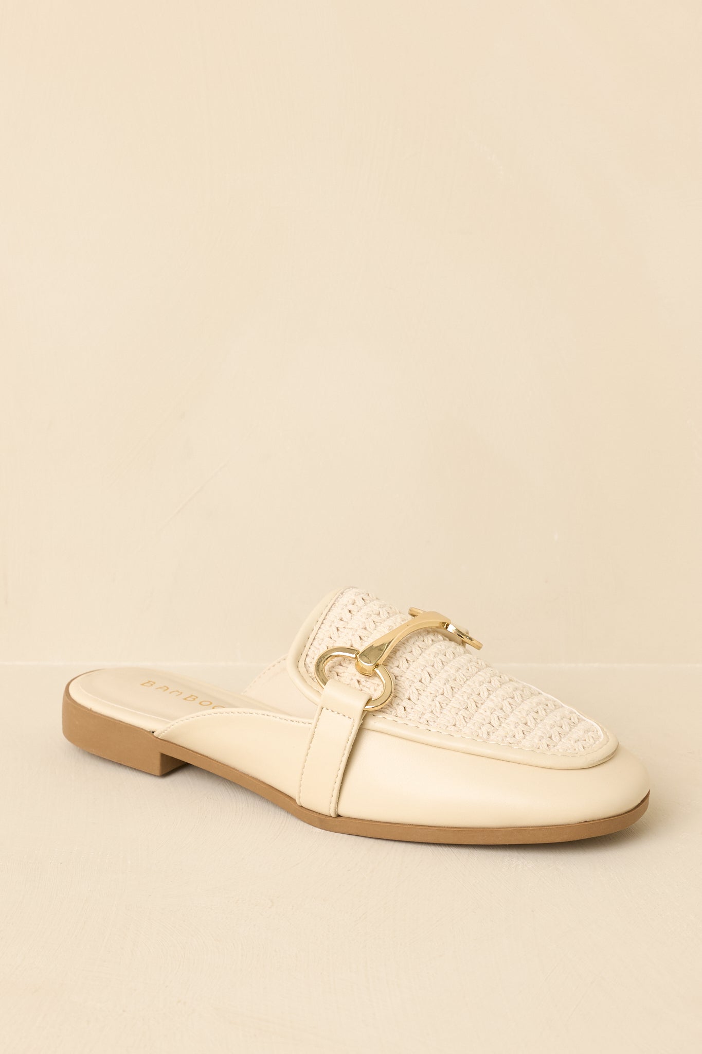 Easy Elegance Ivory Woven Faux Leather Mule Loafers