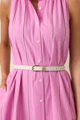 The Finishing Line Ivory Slim Faux Leather Belt