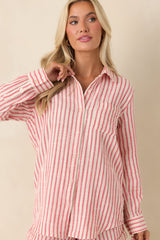 Z Supply Saturdays Red Stripe Cotton Gauze Shirt