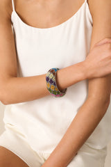 She's Going Places Silver Multi Rhinestone Hinged Cuff Bracelet
