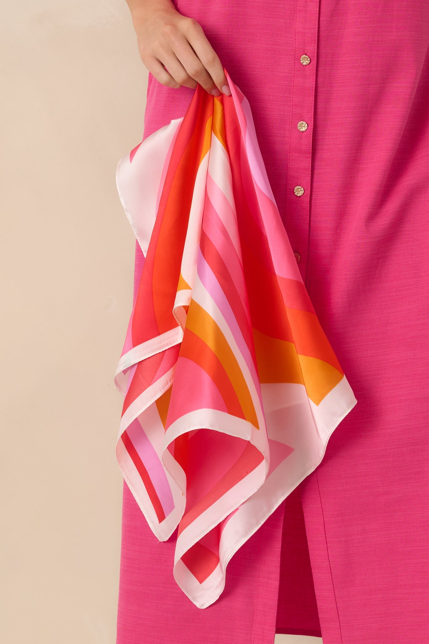Color Me Happy Pink Multi Retro Stripe Pattern Scarf