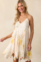 A Reason To Smile Ivory Multi Floral Print Rayon Mini Dress