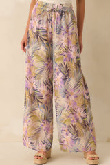 Sunlight All Around Light Pink Tropical Print Wide Leg Pants