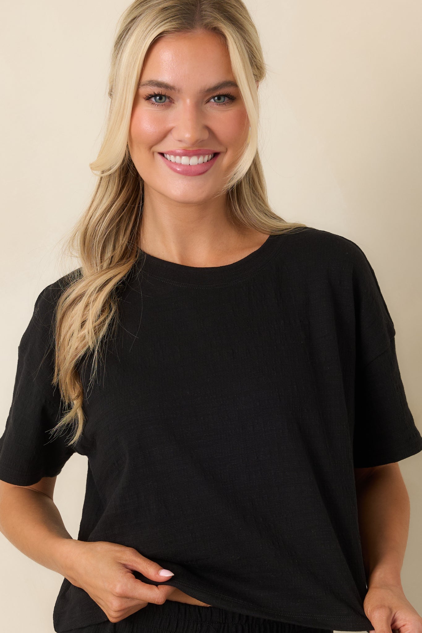 Z Supply Sway Black Textured Cropped Tee